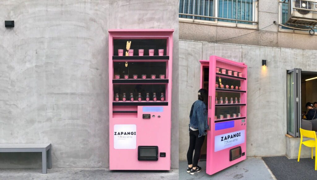 Una máquina de vending que no es lo que parece: el acceso original a una cafetería de Seúl